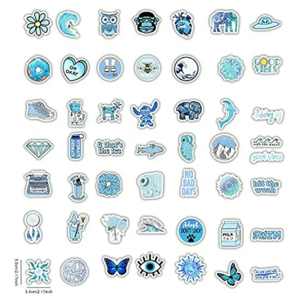 50 Stickers | 2 inch | Matte Finish | Blue | Brand New - Picture 2 of 9